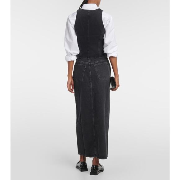 Agolde Heller Sleeveless Black Denim Button Front Structured Vest Spider XS - Picture 4 of 12